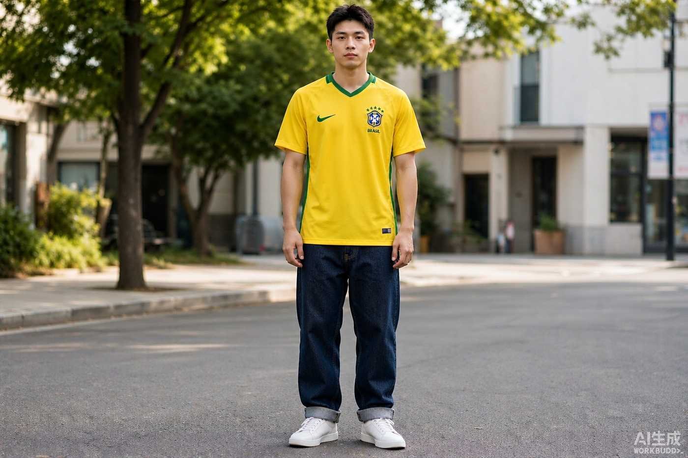 2016 Brazil Home Retro Shirt styled casually with jeans — outfit inspiration