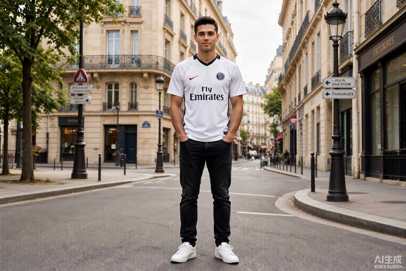 2016 Paris Saint-Germain Third Black Retro Shirt styled casually with jeans — outfit inspiration