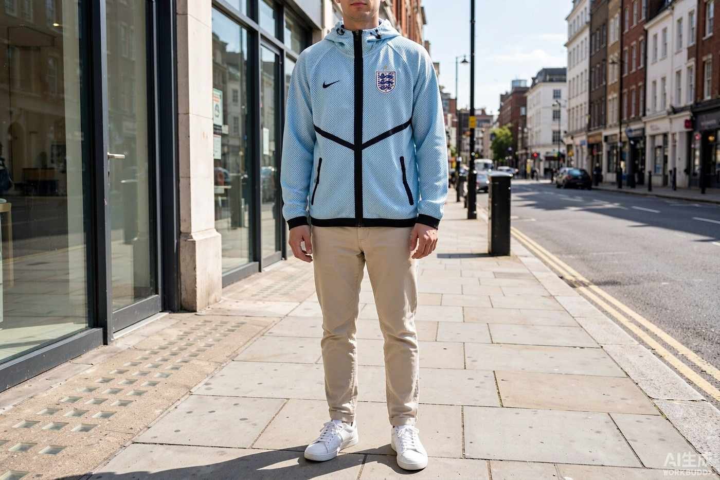 2020/26 England Light Blue Pre-Match Top styled casually with jeans — outfit inspiration