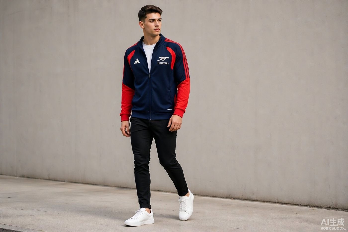 2026/27 Arsenal Red Zip Training Jacket styled casually with jeans — outfit inspiration