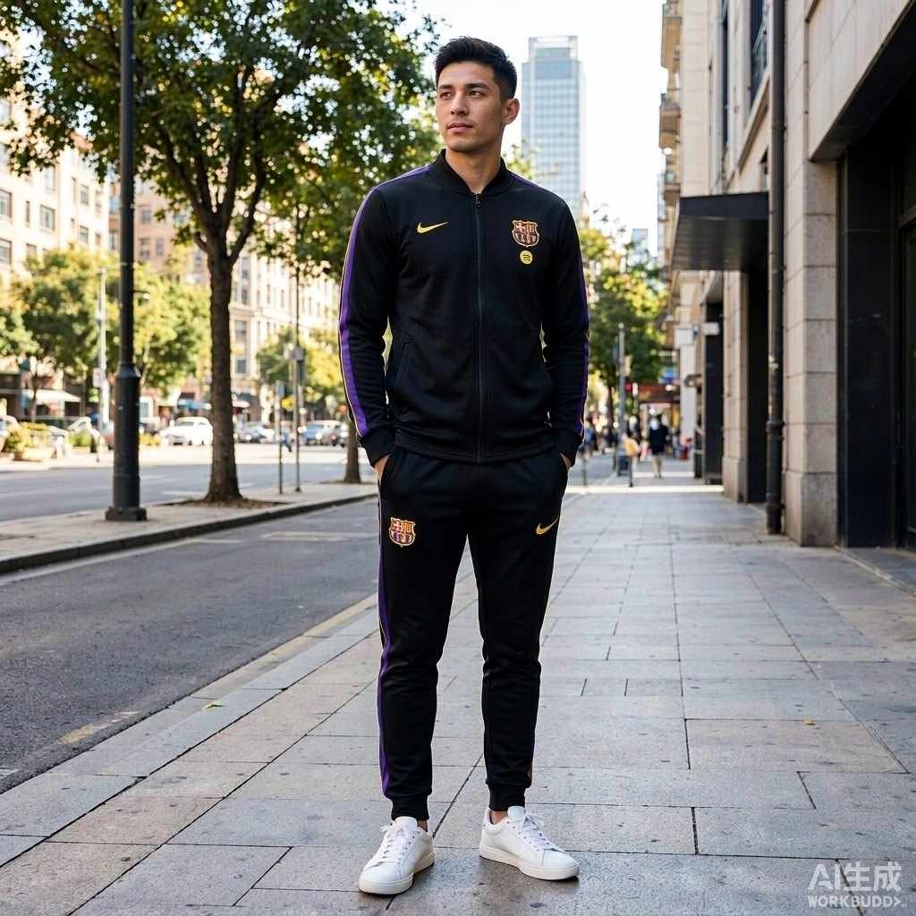 2026/27 Barcelona Black Zip Training Jacket styled casually with jeans — outfit inspiration