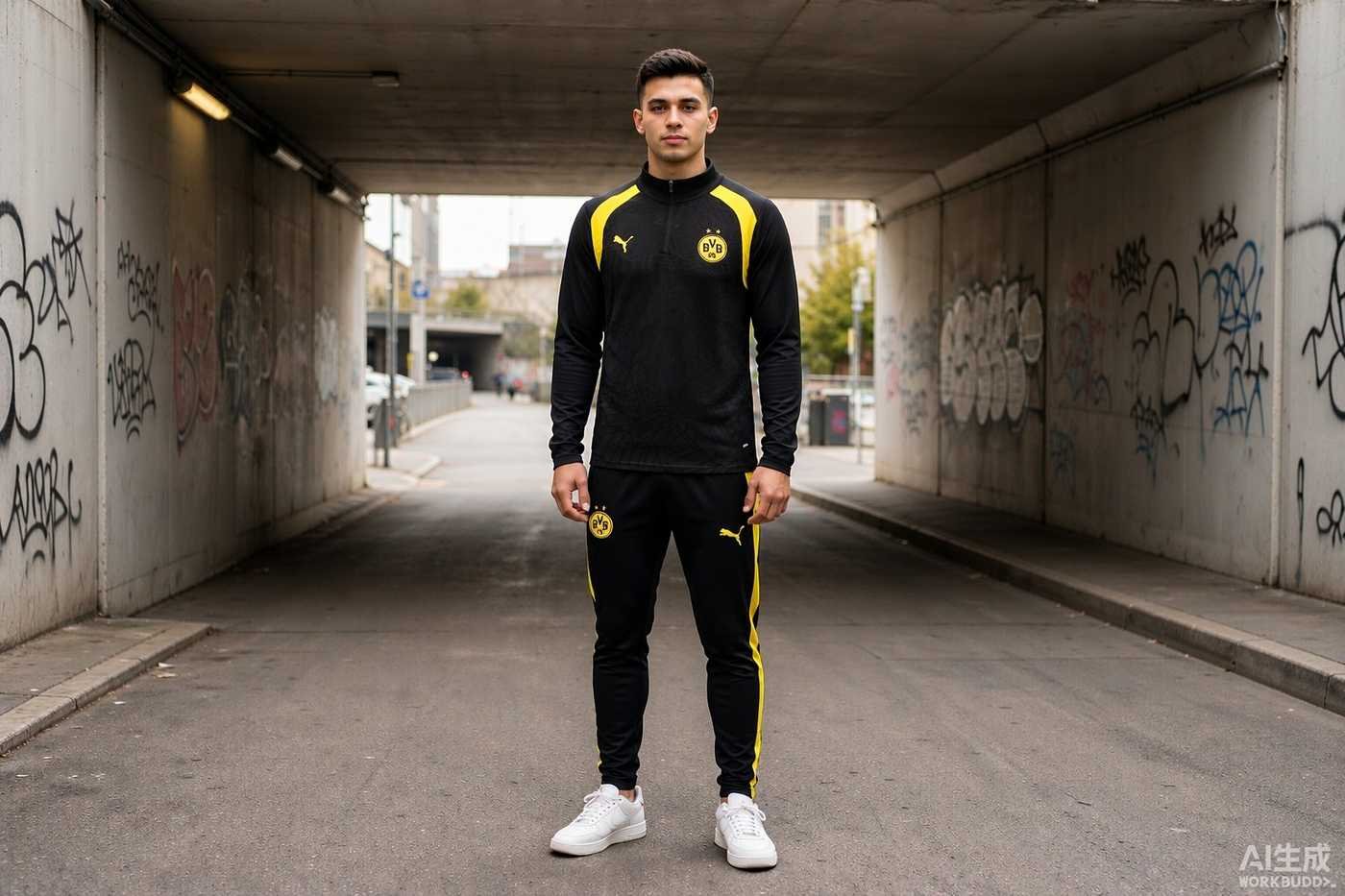 2026/27 Borussia Dortmund Black Half-Zip Training Top styled casually with jeans — outfit inspiration