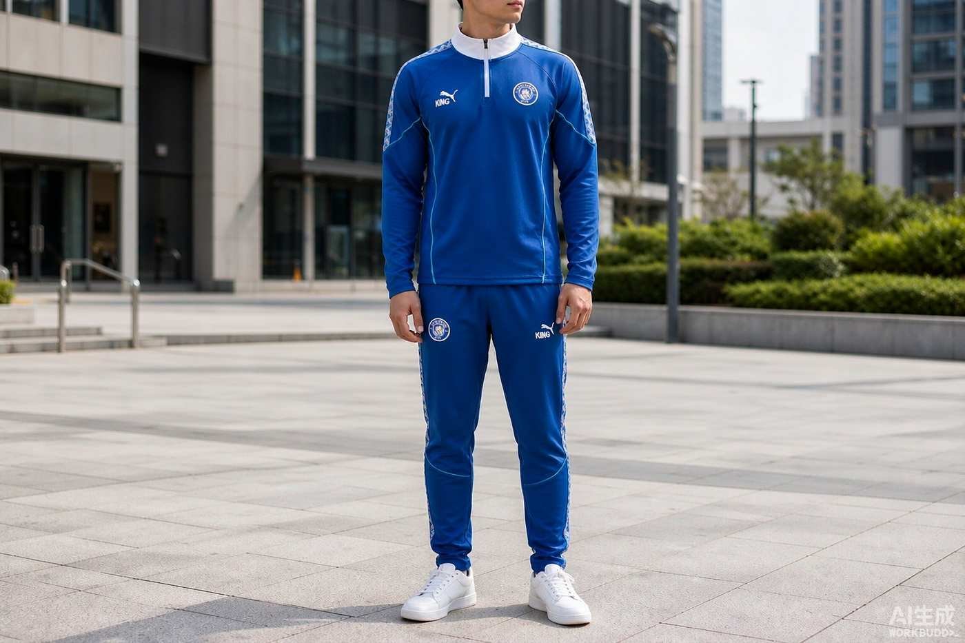 2026/27 Manchester City Multi Blue Half-Zip Training Top styled casually with jeans — outfit inspiration