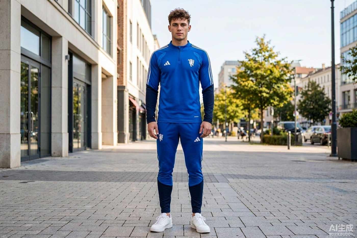 2026/27 Manchester United Multi Blue Half-Zip Training Top styled casually with jeans — outfit inspiration