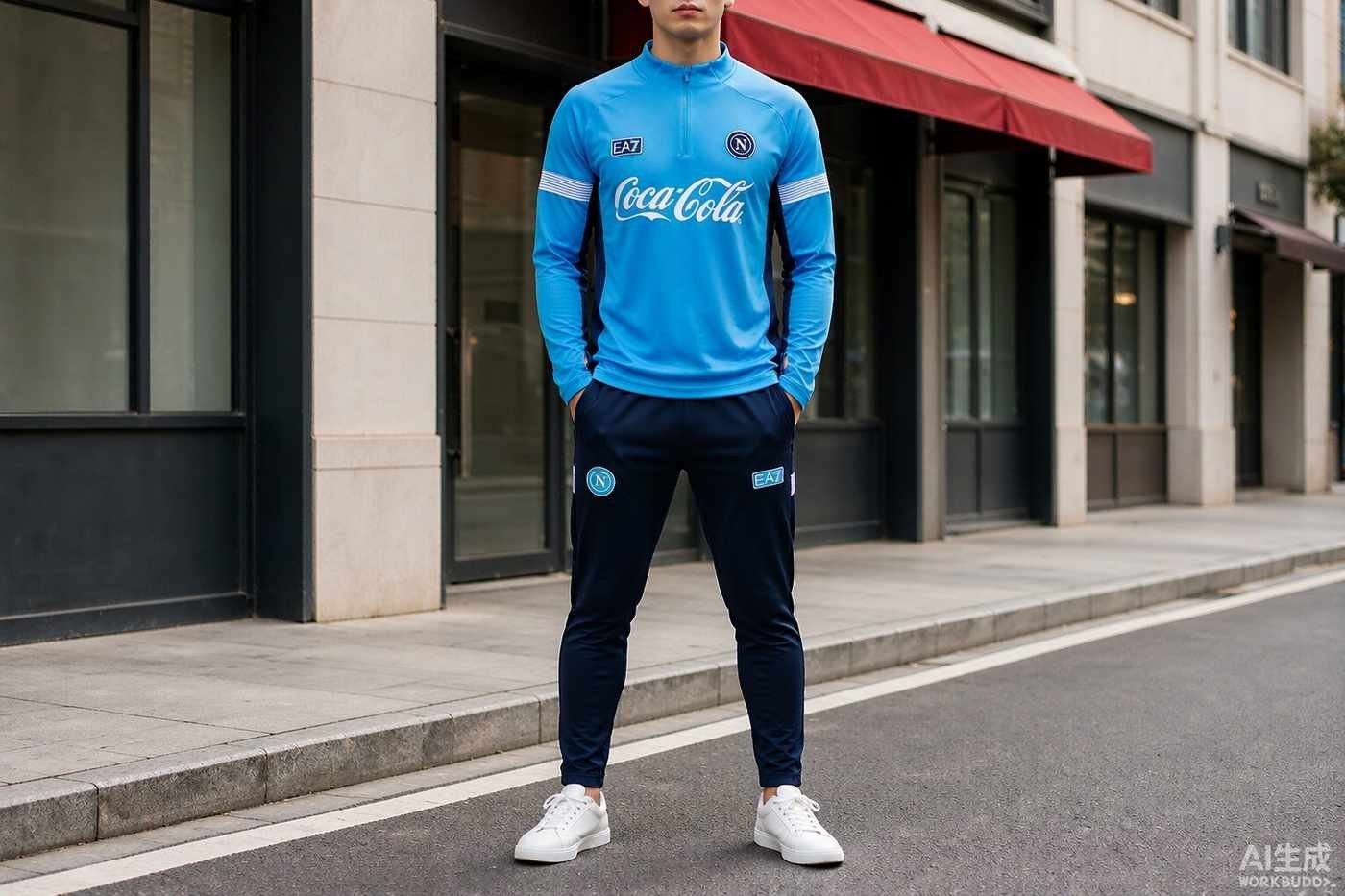2026/27 Napoli Lake Blue Half-Zip Training Top styled casually with jeans — outfit inspiration