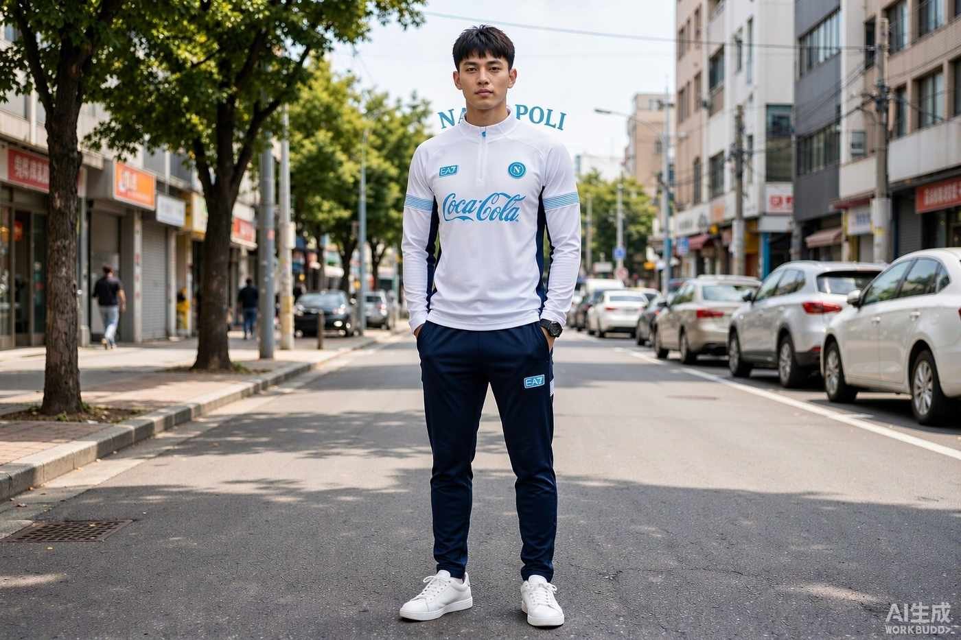 2026/27 Napoli White Half-Zip Training Top styled casually with jeans — outfit inspiration