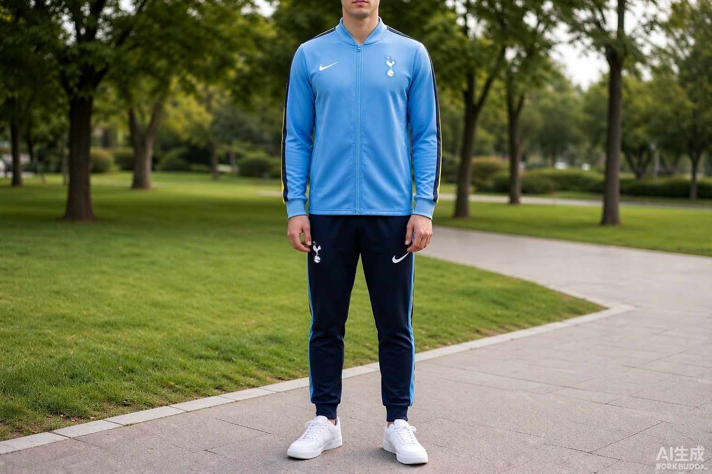 2026/27 Tottenham Hotspur Light Blue Zip Training Jacket styled casually with jeans — outfit inspiration
