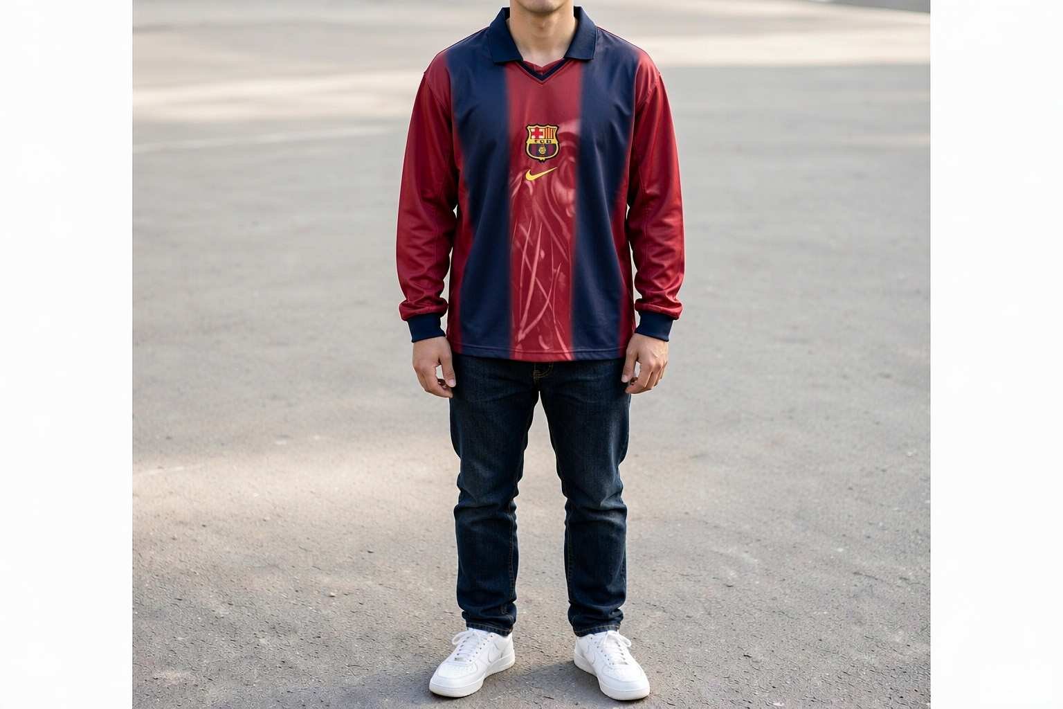 2026 Barcelona Collaboration Long Sleeve styled casually with jeans — outfit inspiration