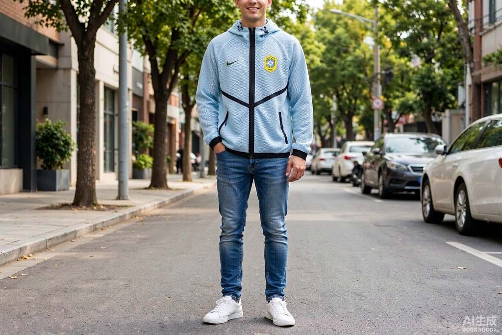 2026 Brazil Light Blue Pre-Match Top styled casually with jeans — outfit inspiration
