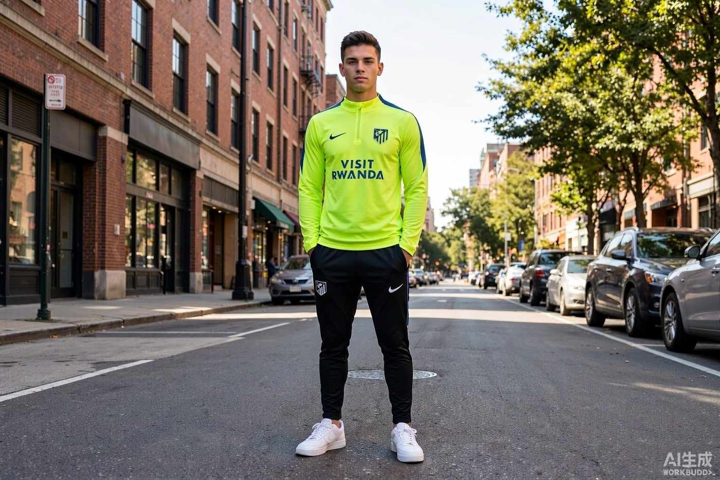 Atletico Madrid Neon Green Half-Zip Training Top styled casually with jeans — outfit inspiration