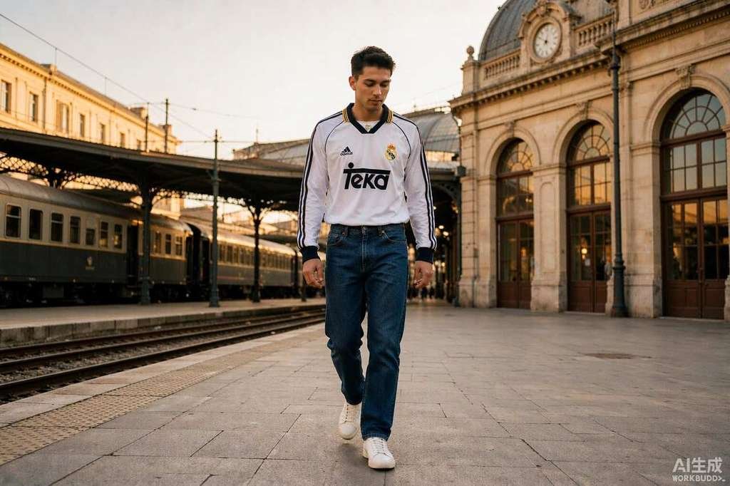 1998/00 Real Madrid Home Long Sleeve styled casually with jeans — outfit inspiration